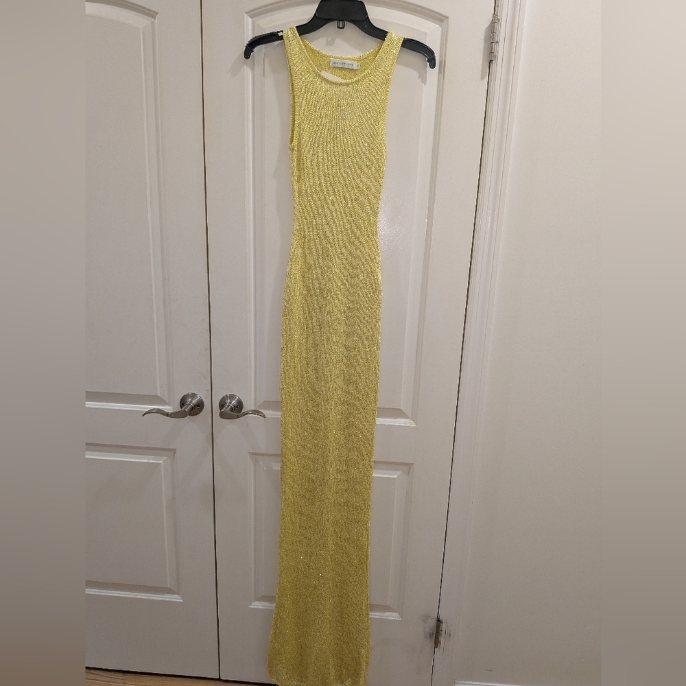 BB3. NWT ASTA RESORT NATALIA DRESS - CHARTREUSE SEQUIN - Picture 8 of 9